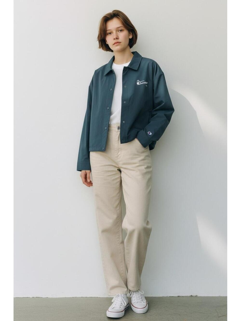 Champion Blue Green Button-Up Jacket with Logo